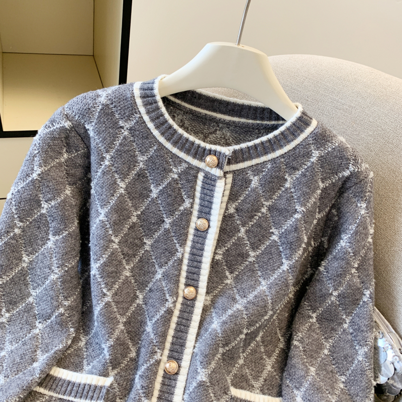 Knitted lazy cardigan black tops for women