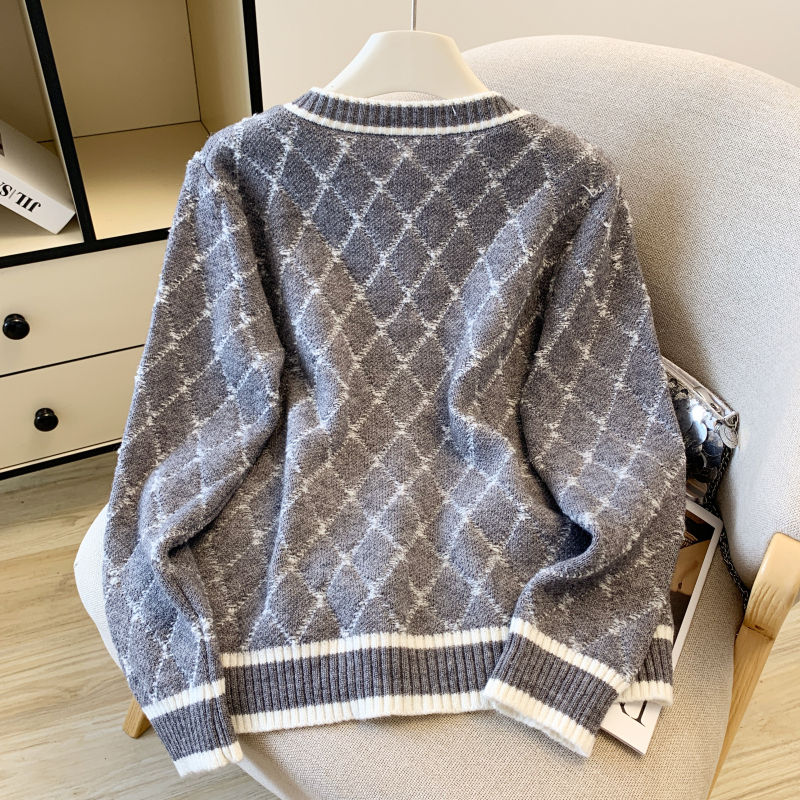 Knitted lazy cardigan black tops for women
