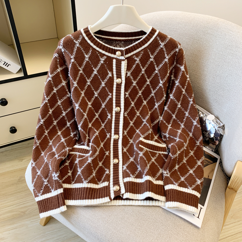 Knitted lazy cardigan black tops for women