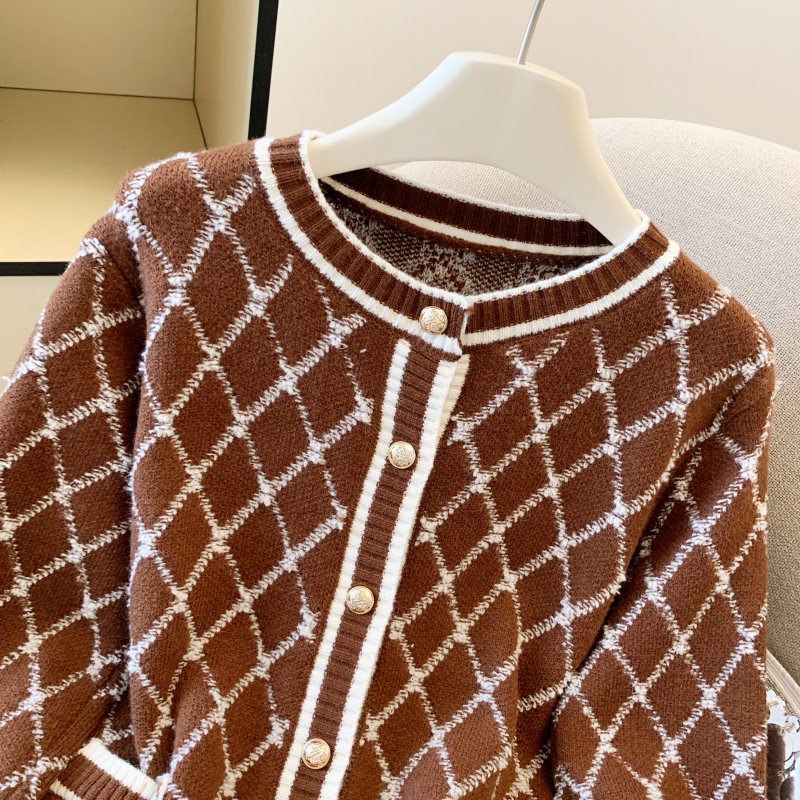 Knitted lazy cardigan black tops for women