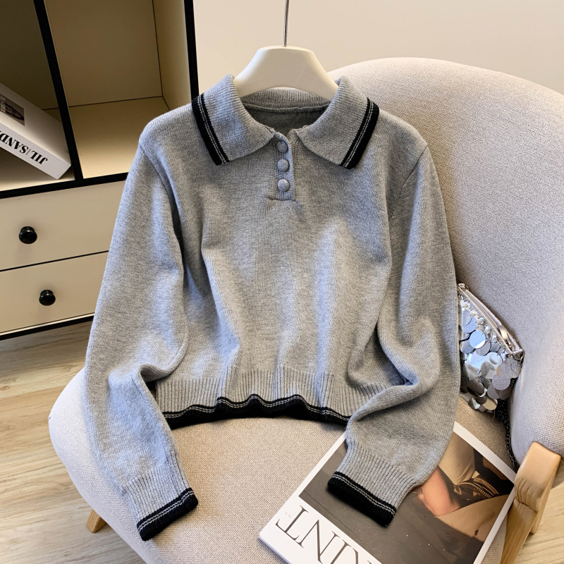 Knitted pleated short skirt loose sweater a set