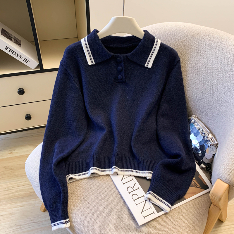 Knitted pleated short skirt loose sweater a set