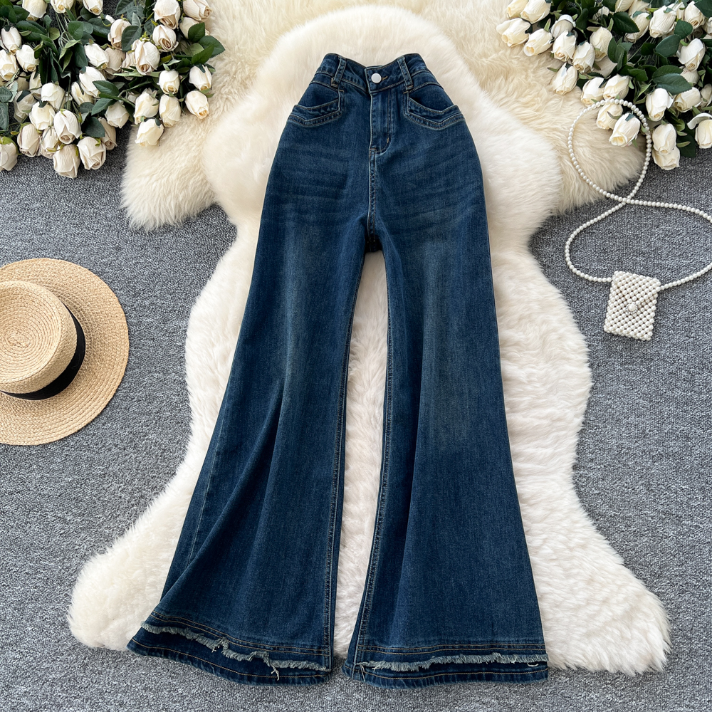 Retro all-match wide leg pants Casual flare pants for women