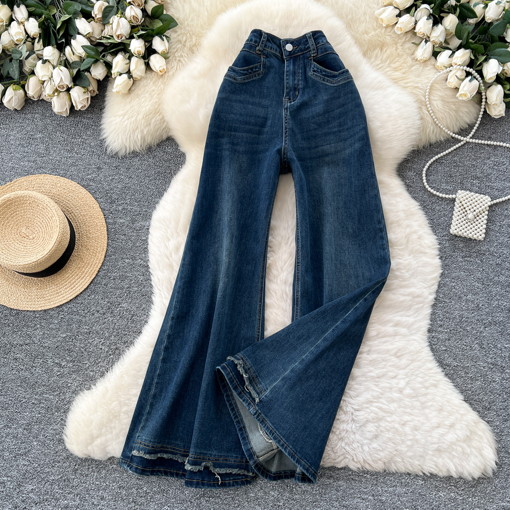 Retro all-match wide leg pants Casual flare pants for women