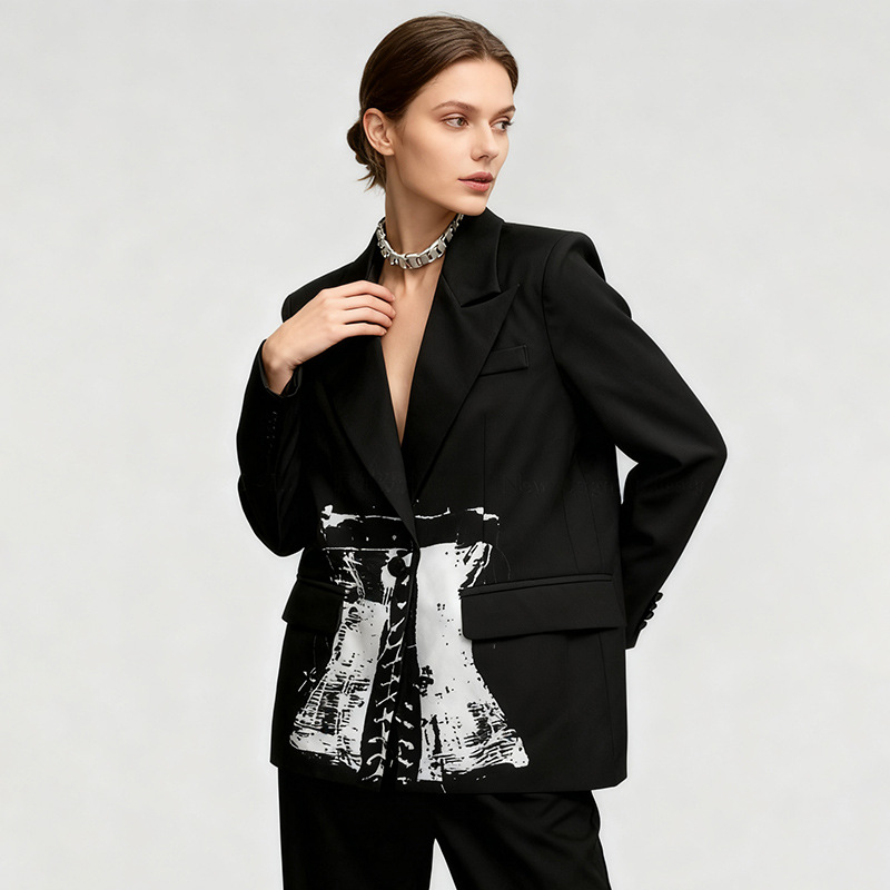Mixed colors autumn coat niche business suit for women