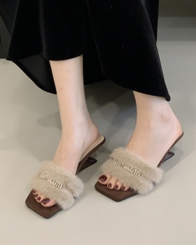 Thick crust autumn wears outside France style slippers for women