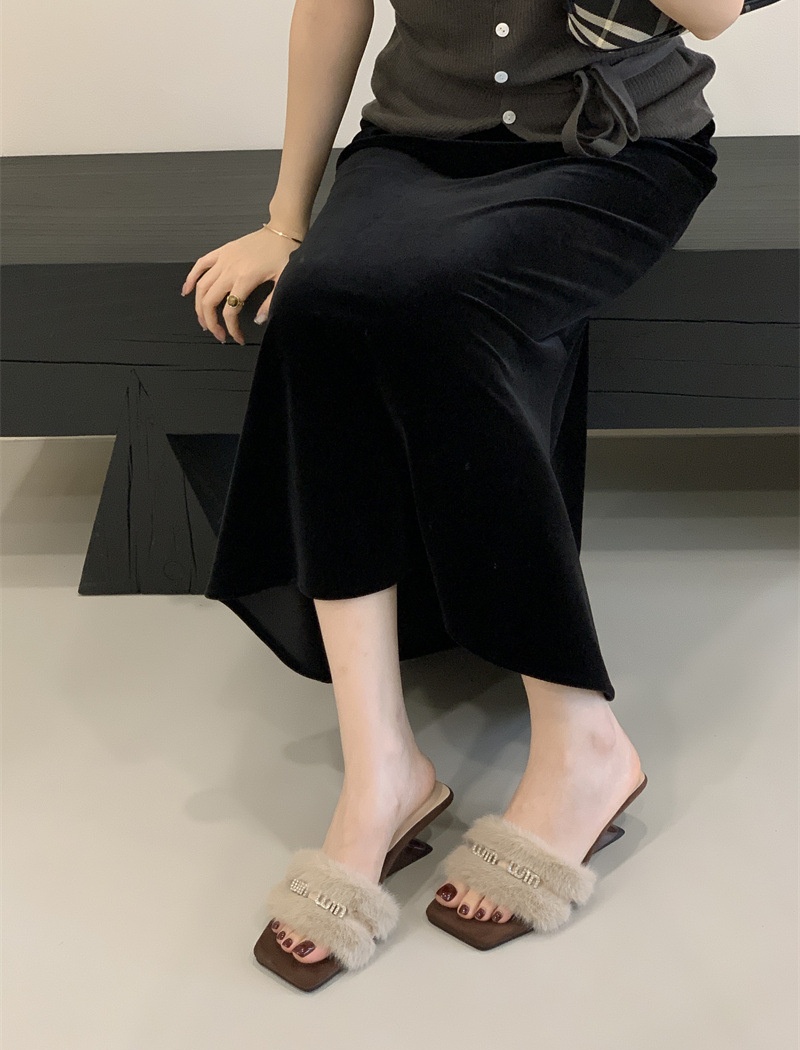 Thick crust autumn wears outside France style slippers for women