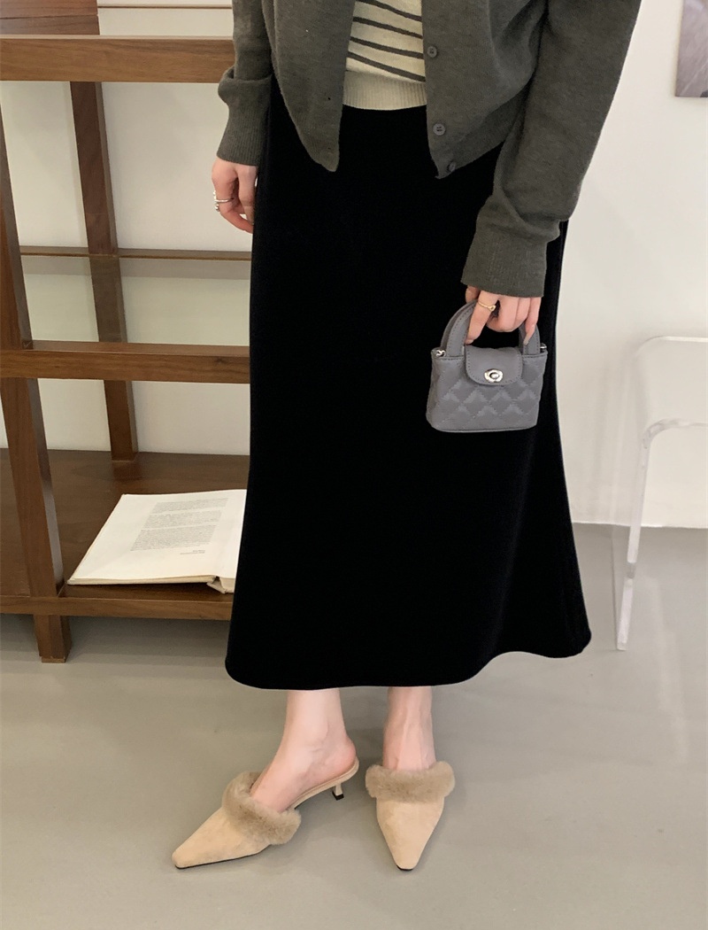 Autumn niche high-heeled half pointed slippers for women