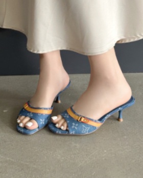 All-match wears outside slippers summer high-heeled shoes