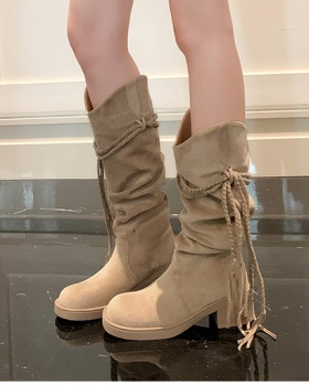 Denim boots long tube thigh boots for women