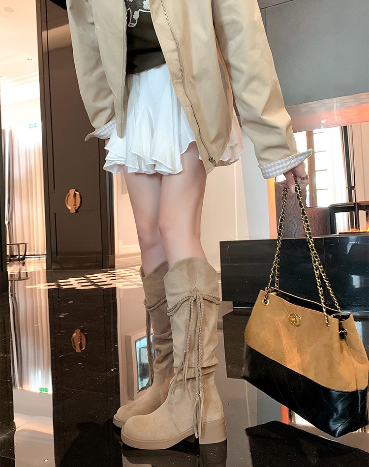 Denim boots long tube thigh boots for women