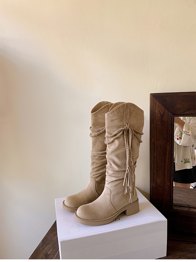 Denim boots long tube thigh boots for women
