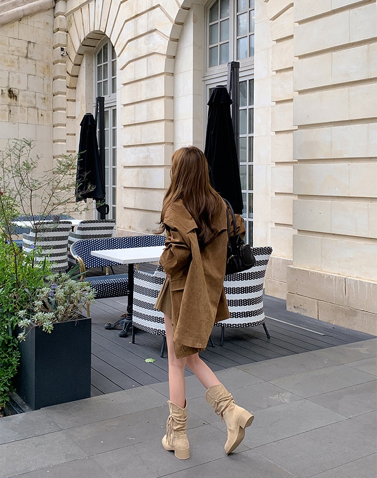 Autumn and winter thick low cylinder tassels denim boots