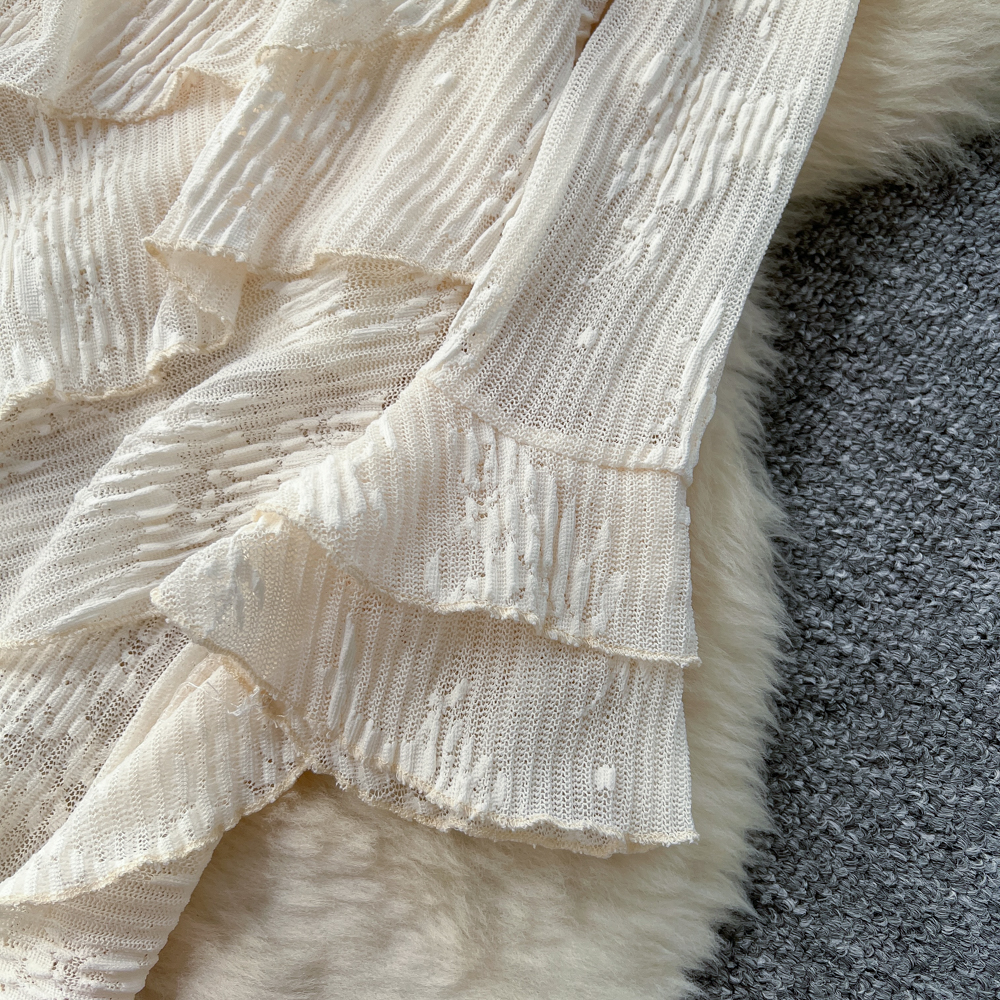 Autumn dress lotus leaf edges long dress for women