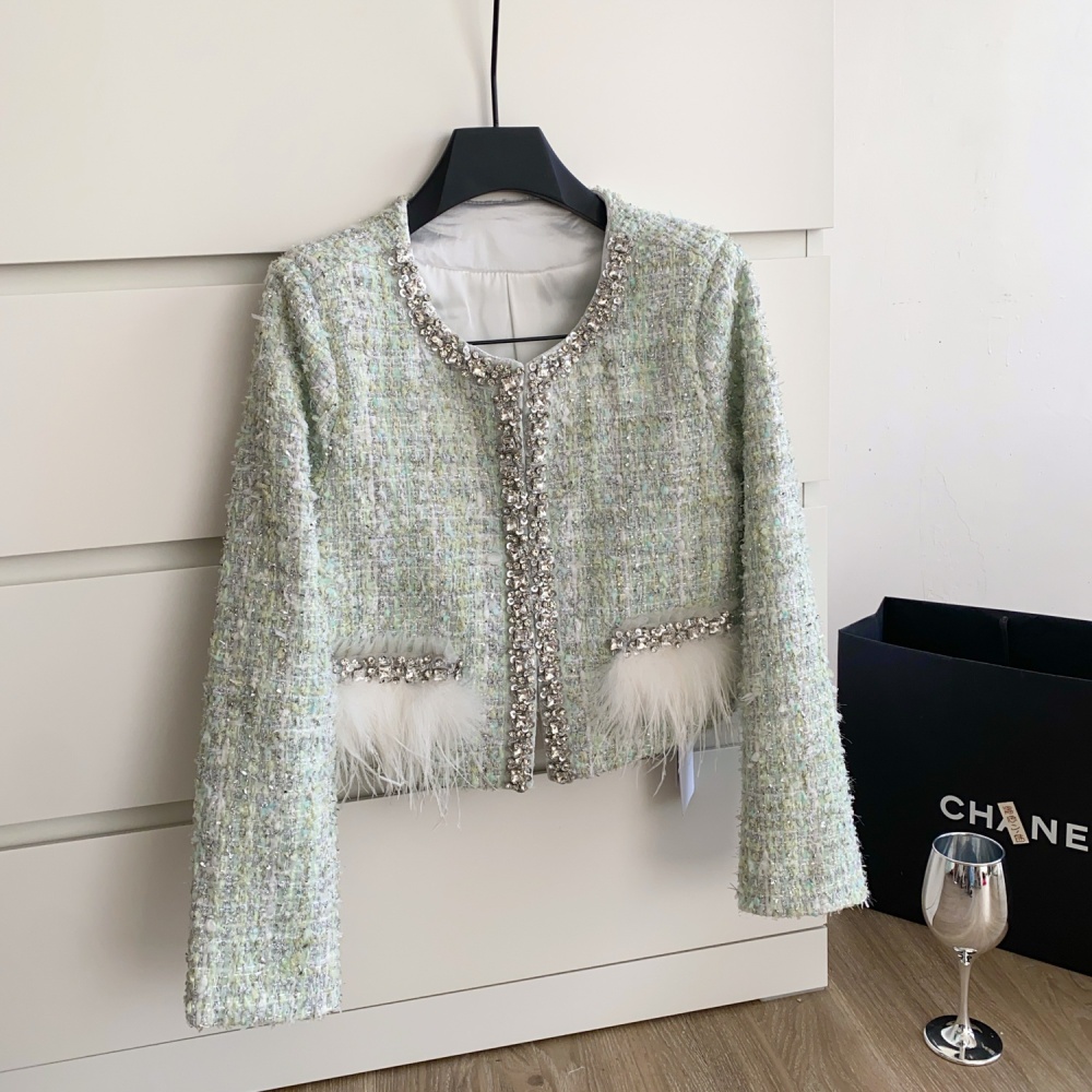 Rhinestone skirt France style coat 2pcs set for women