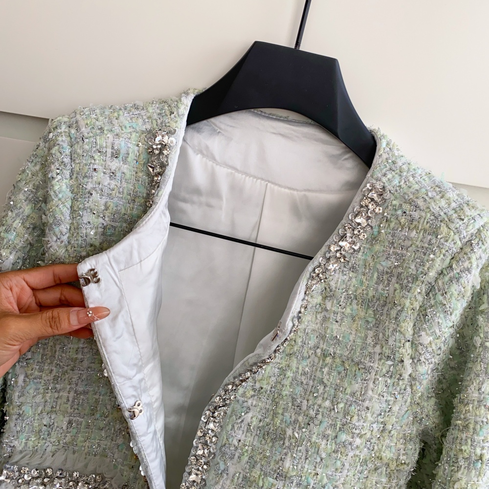 Rhinestone skirt France style coat 2pcs set for women