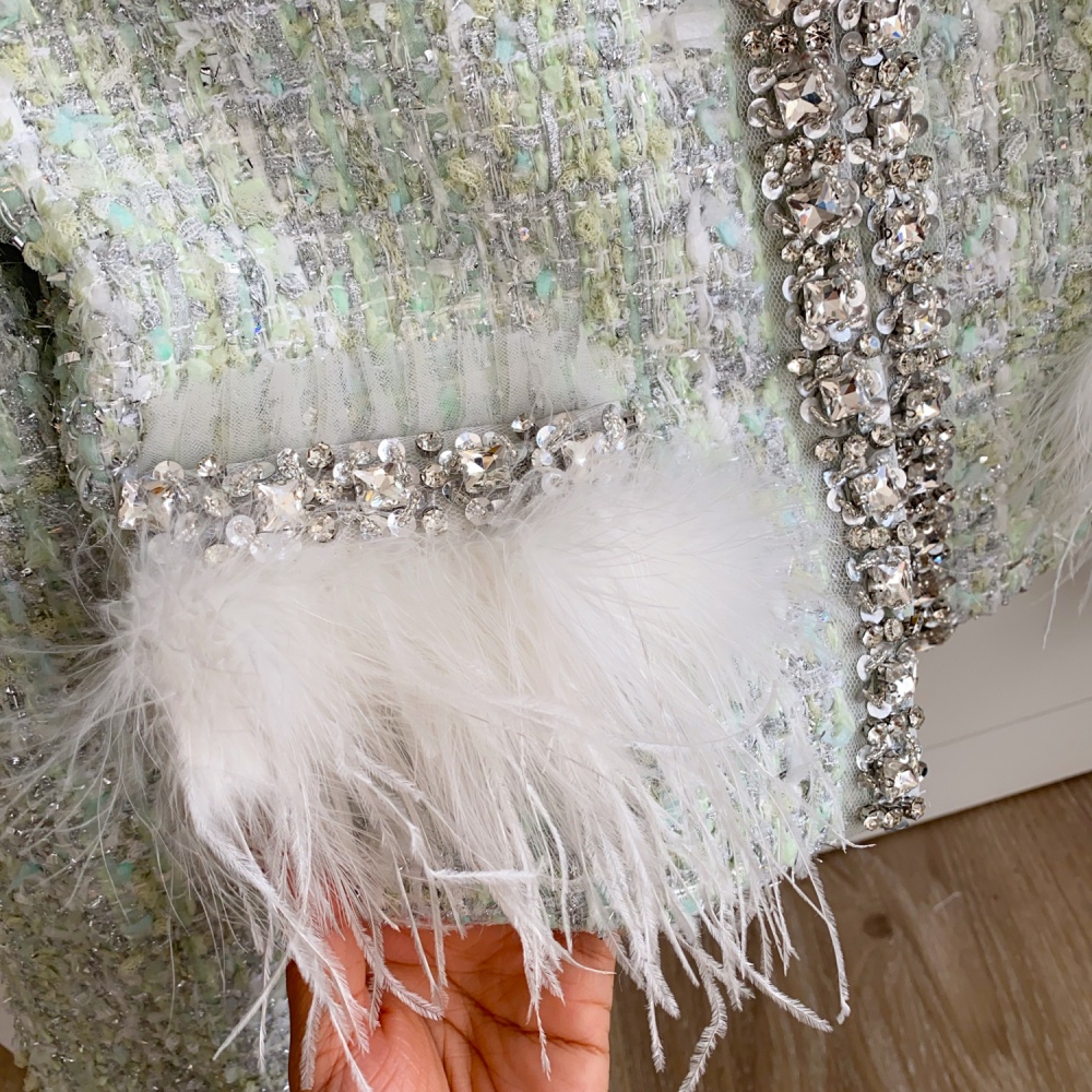 Rhinestone skirt France style coat 2pcs set for women