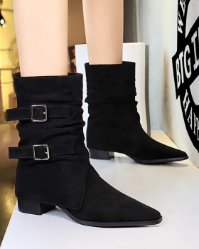 Thick belt buckle boots broadcloth martin boots