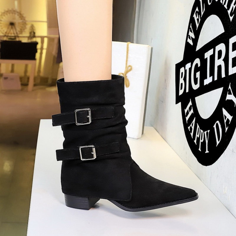 Thick belt buckle boots broadcloth martin boots
