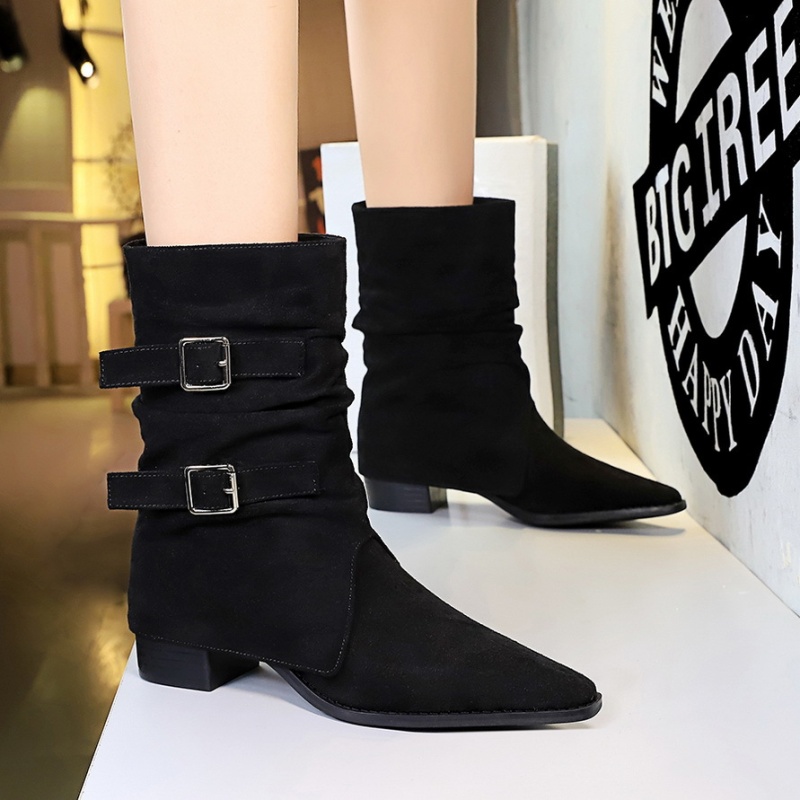 Thick belt buckle boots broadcloth martin boots