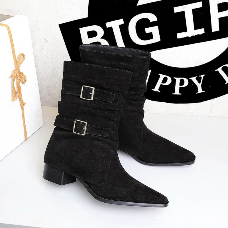 Thick belt buckle boots broadcloth martin boots