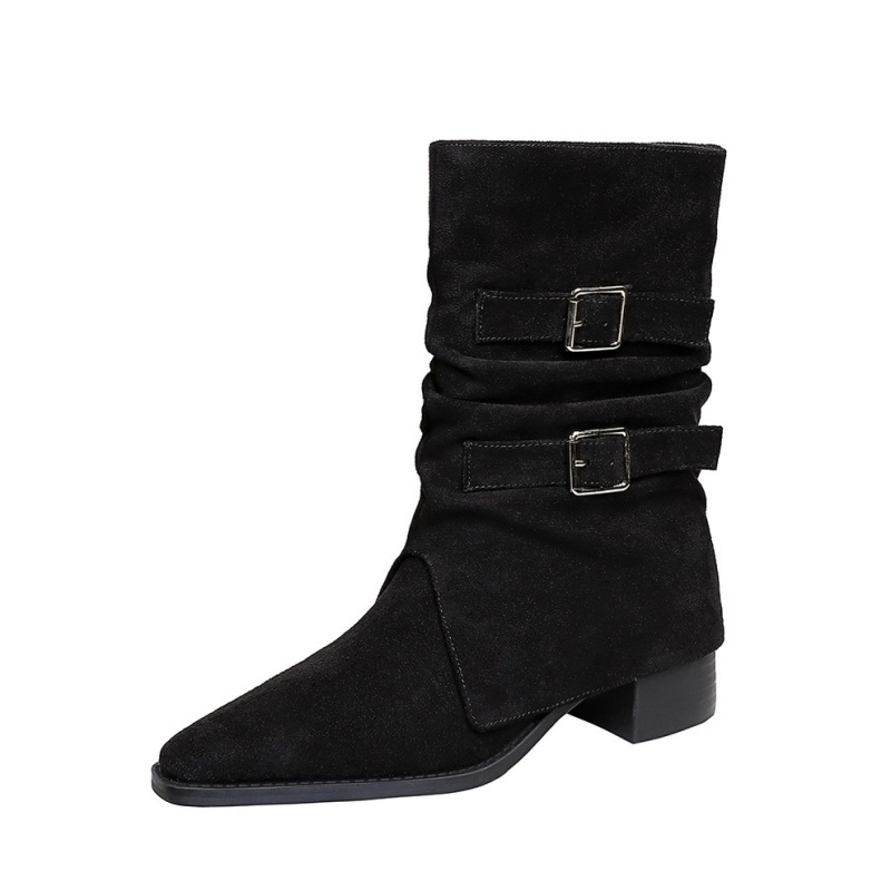 Thick belt buckle boots broadcloth martin boots