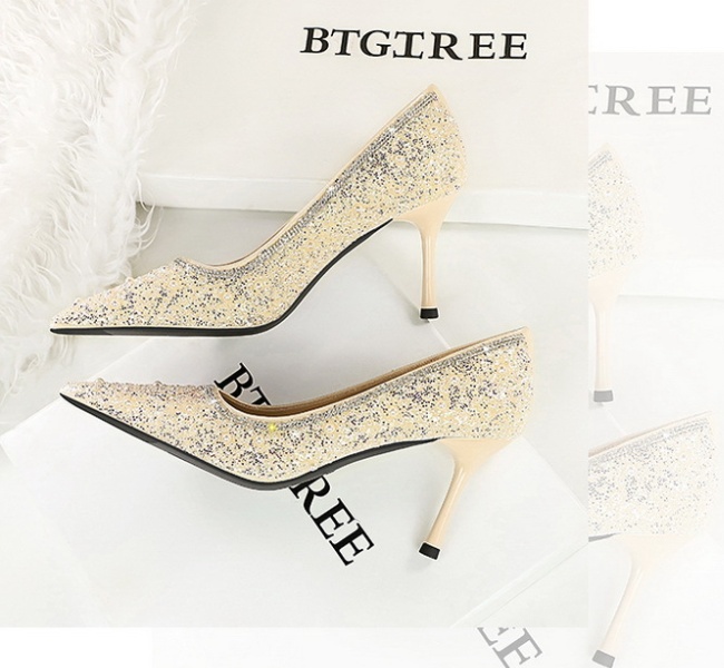 Sequins shoes fine-root high-heeled shoes for women