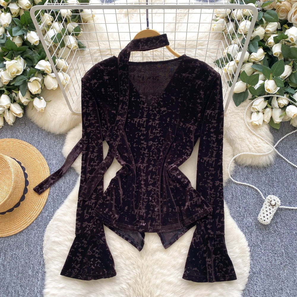 V-neck tops slim bottoming shirt for women