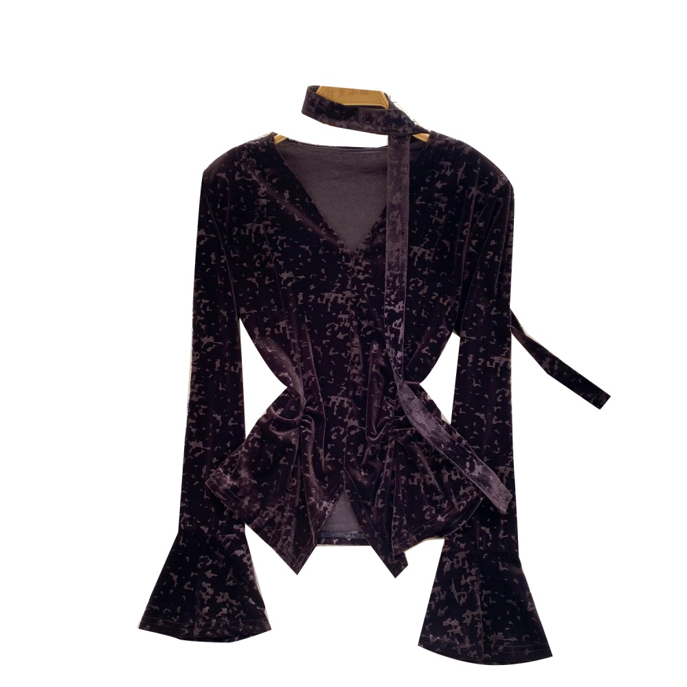 V-neck tops slim bottoming shirt for women