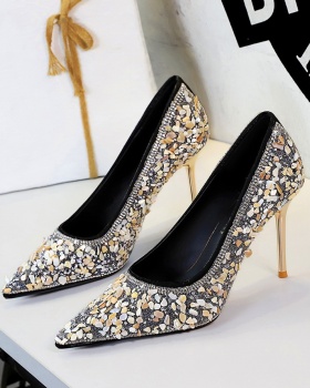 France style banquet shoes crystal high-heeled shoes for women