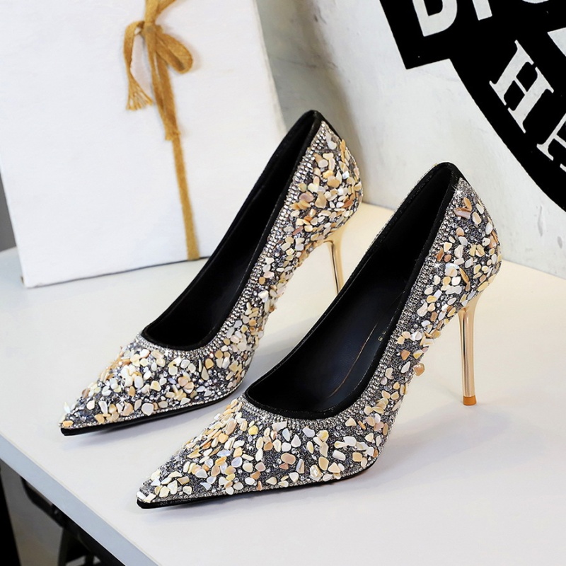 France style banquet shoes crystal high-heeled shoes for women