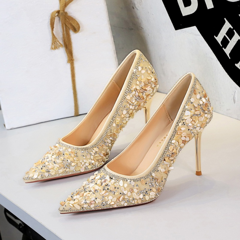 France style banquet shoes crystal high-heeled shoes for women