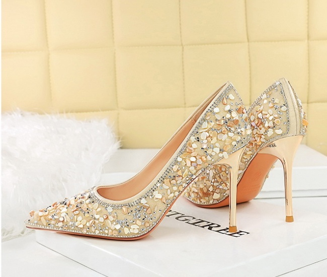 France style banquet shoes crystal high-heeled shoes for women