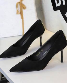 Broadcloth low high-heeled shoes pointed shoes for women