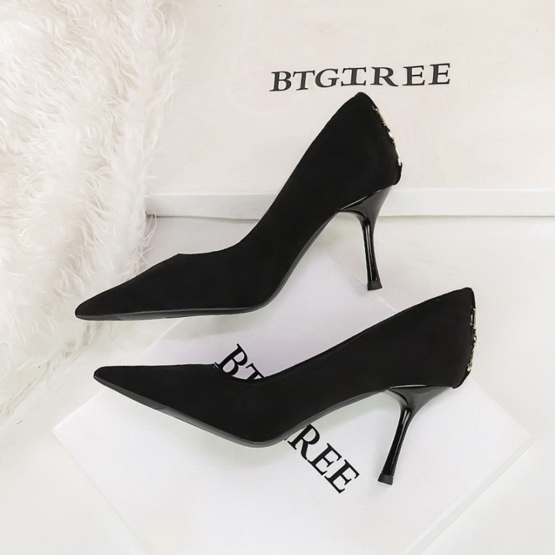 Broadcloth low high-heeled shoes pointed shoes for women
