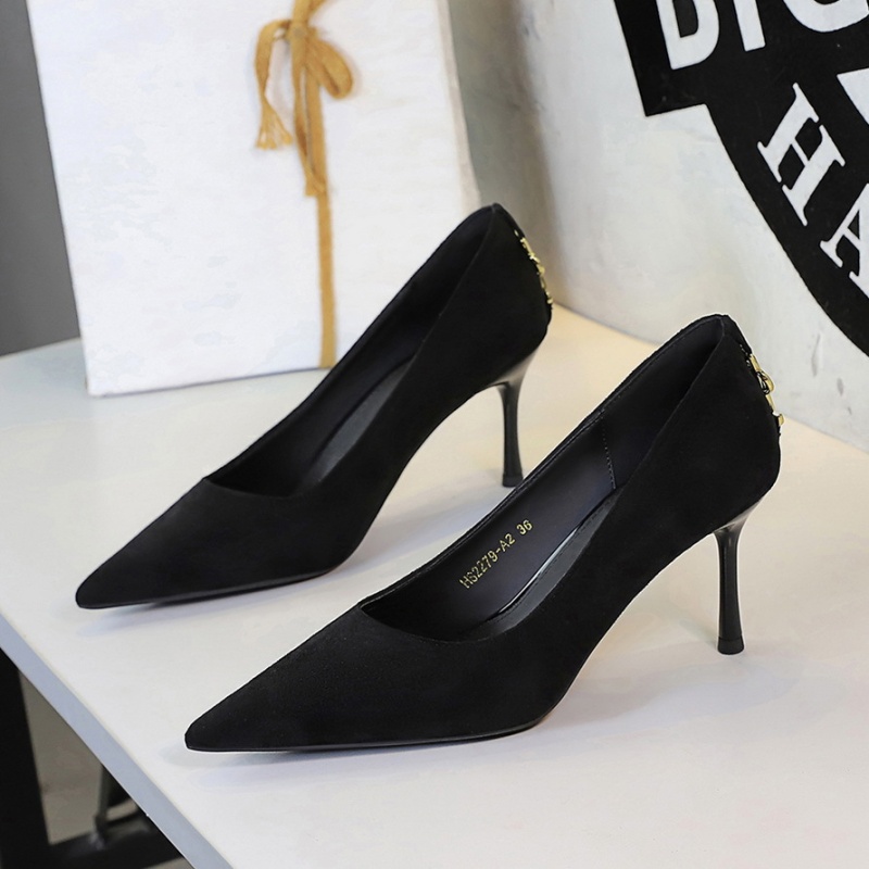 Broadcloth low high-heeled shoes pointed shoes for women