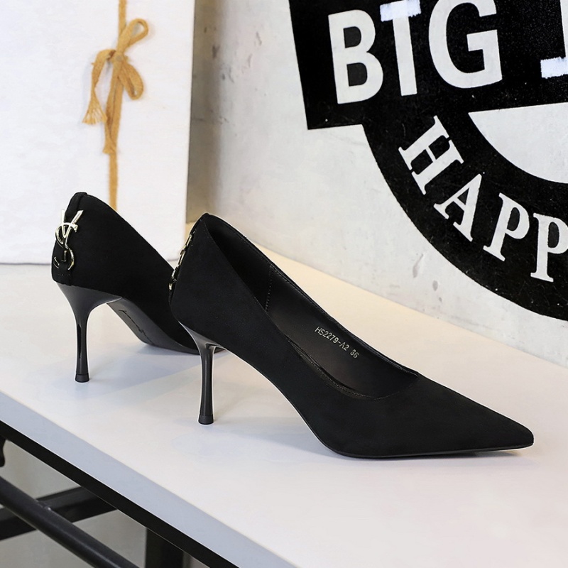 Broadcloth low high-heeled shoes pointed shoes for women