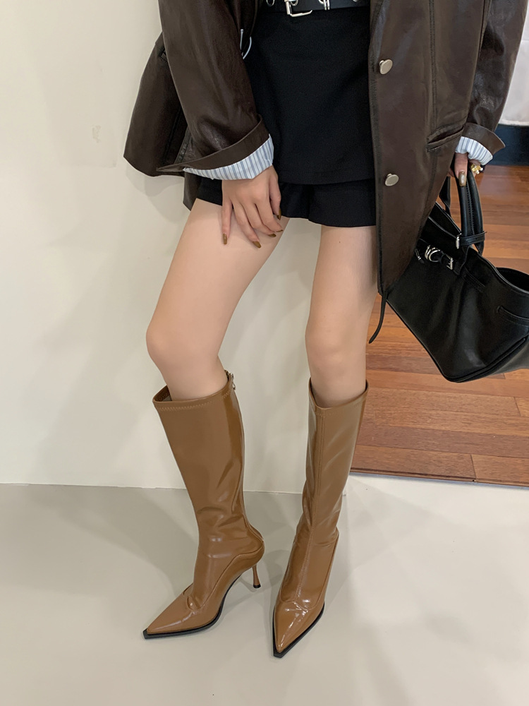 High-heeled pointed boots not exceed knee women's boots for women