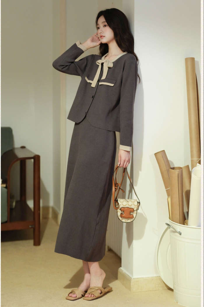 Knitted skirt tops 2pcs set for women