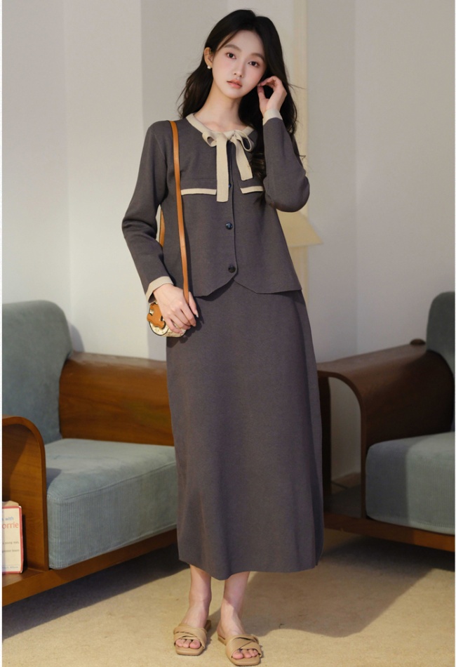 Knitted skirt tops 2pcs set for women