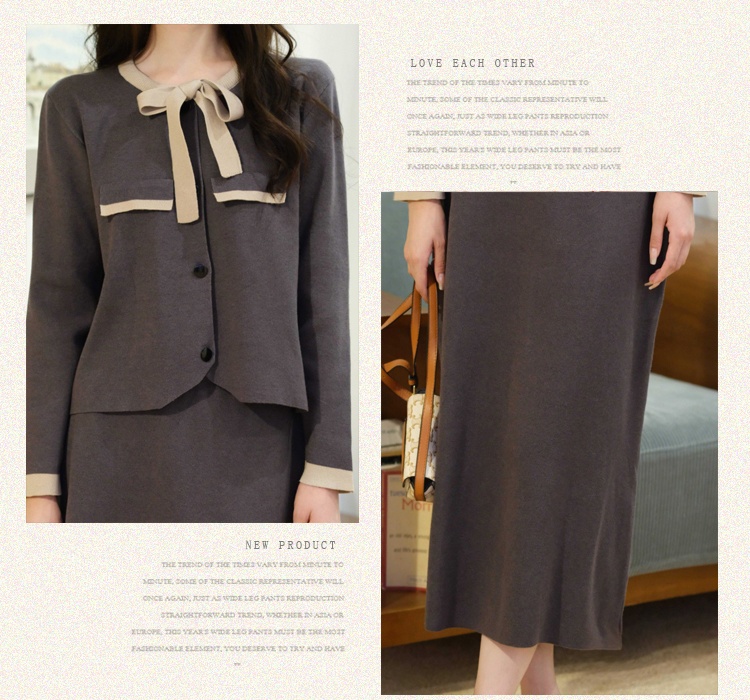 Knitted skirt tops 2pcs set for women