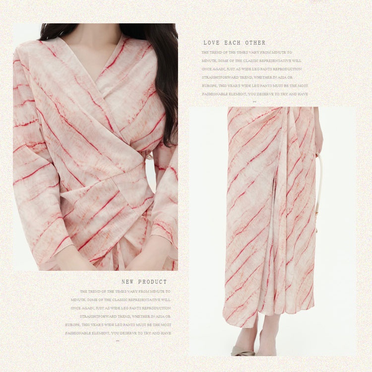 Romantic stripe long dress mixed colors printing jumpsuit
