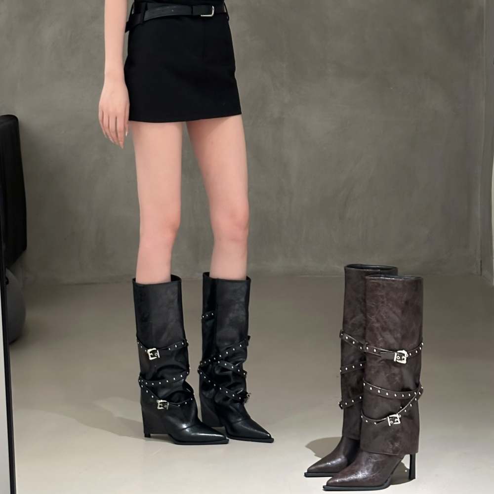 France style fashion rivet pointed retro all-match boots