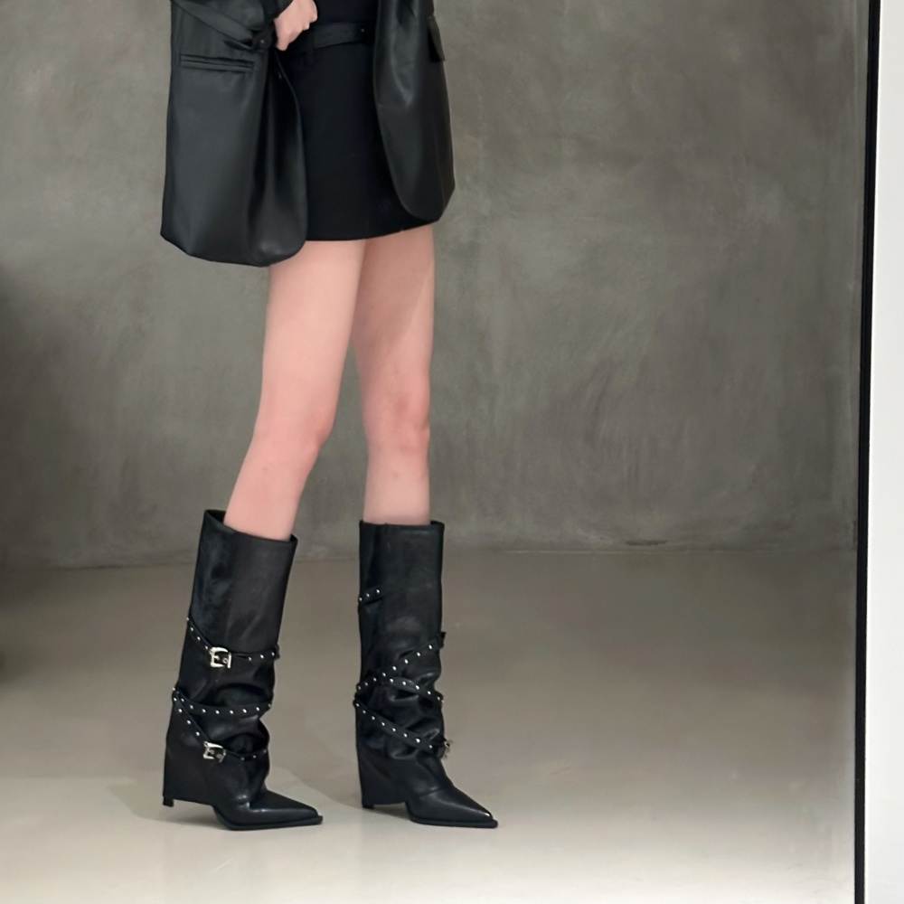 France style fashion rivet pointed retro all-match boots