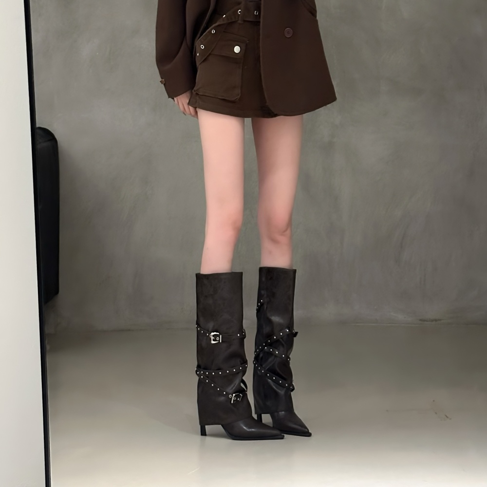 France style fashion rivet pointed retro all-match boots