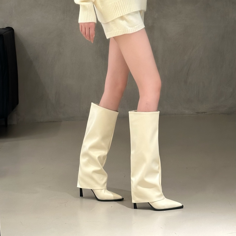 European style long tube boots fine-root thigh boots