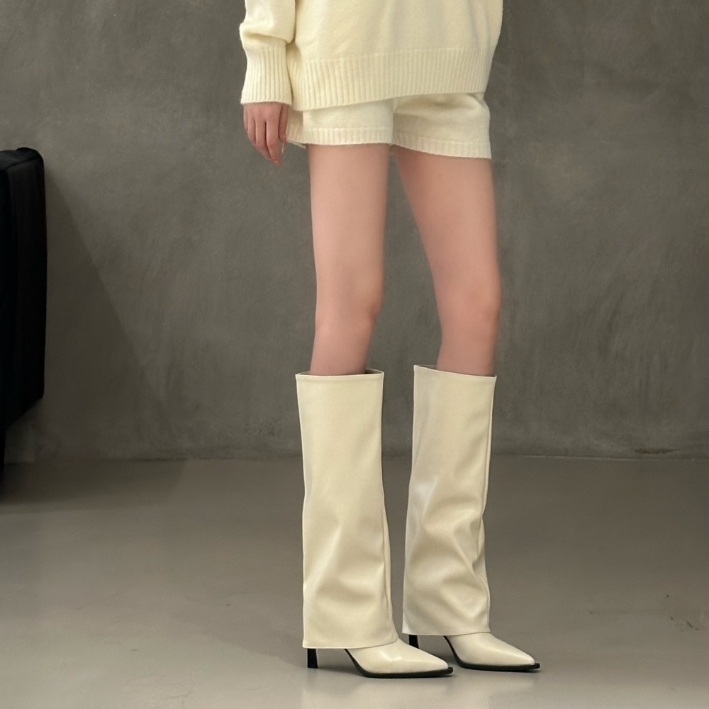 European style long tube boots fine-root thigh boots