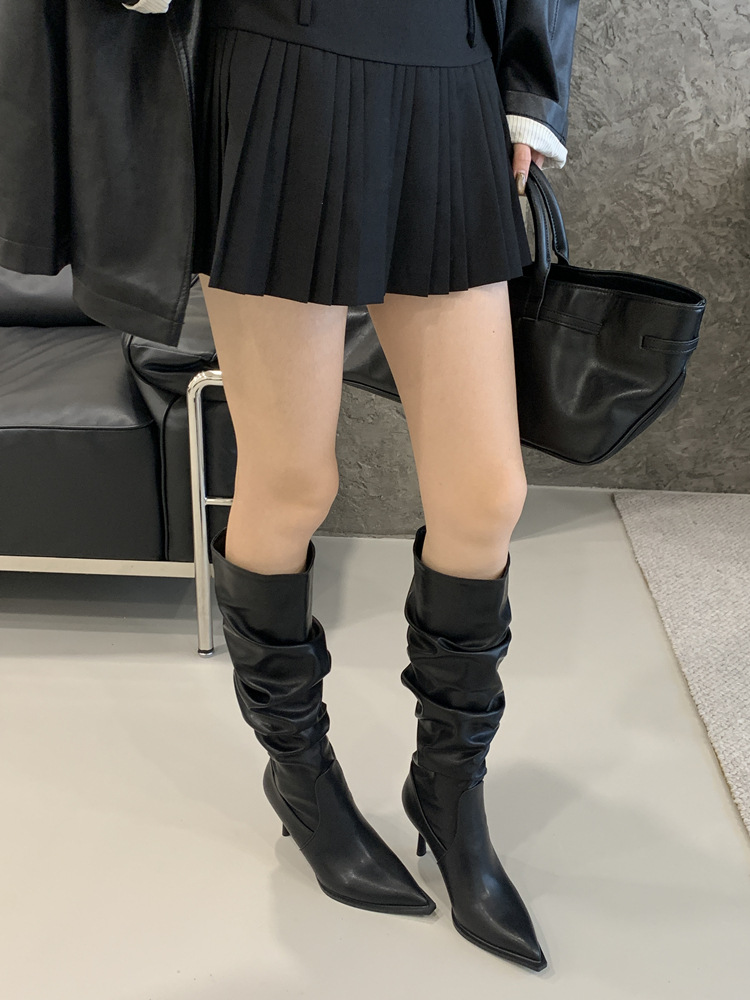 Middle cylinder boots high-heeled thigh boots for women
