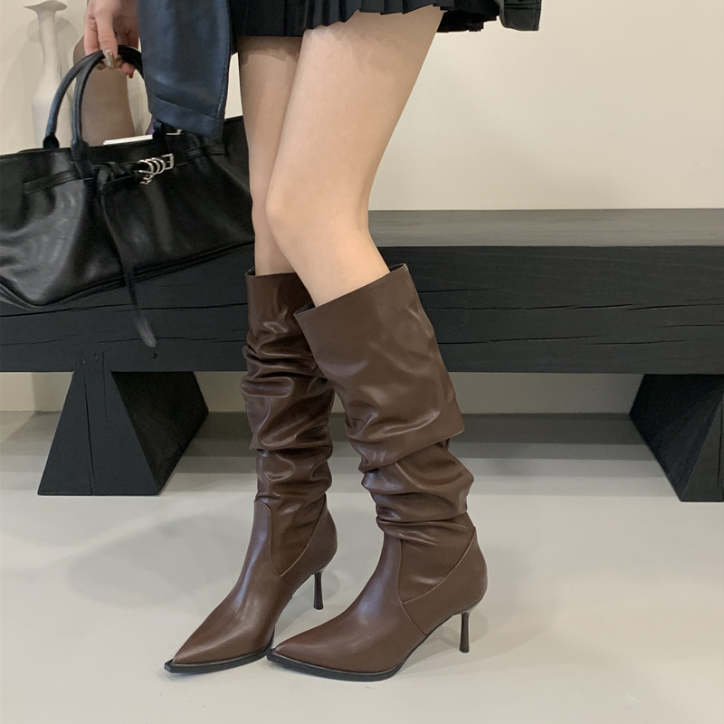 Middle cylinder boots high-heeled thigh boots for women