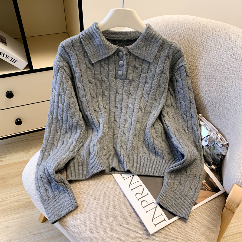 Simple sweater slim short skirt 2pcs set for women